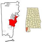 Mobile County Alabama Incorporated and Unincorporated areas Mobile Highlighted